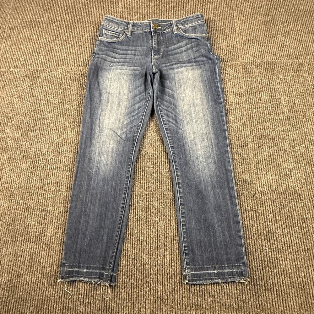 Kut from the Kloth Size 8 Straight Leg Raw Hem Jeans Blue Medium Wash KP651MA5